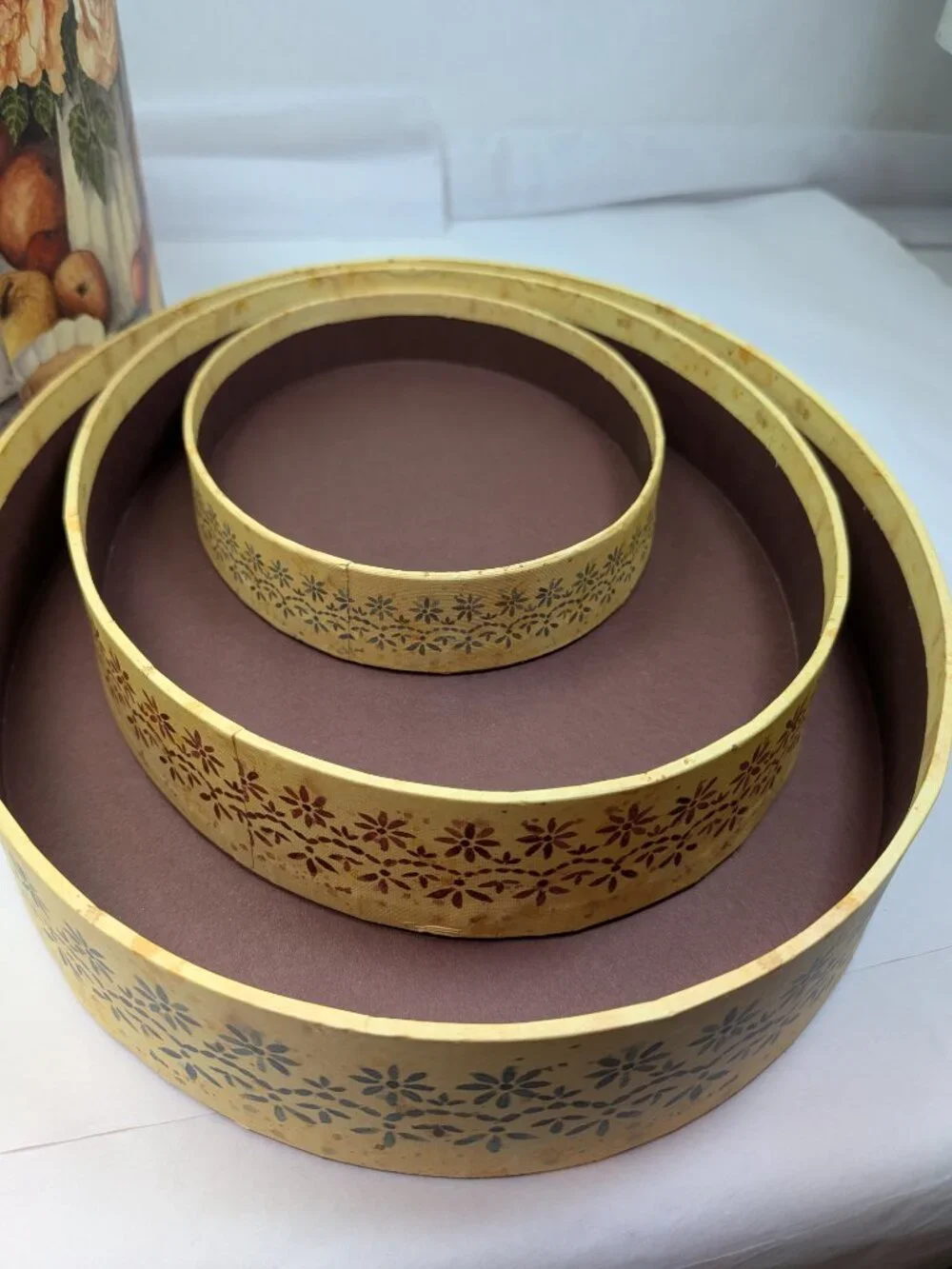 Vintage Bobs Boxes Lang Anna Krajewski Nesting Storage Oval Fruit 3 Boxes LANG